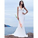Trumpet/Mermaid V-neck Court Train Chiffon Wedding Dress