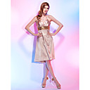 a-ligne fines bretelles genou longueur satin stretch et paillettes robe de cocktail