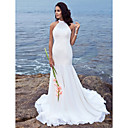 Trumpet/Mermaid Halter Sweep/Brush Train Chiffon Wedding Dress