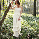 Tiered Square Neck Chiffon Maxi Dress