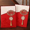 im chinesischen Stil tasseled rot Dreifachfalz Hochzeitseinladung (set of 50)