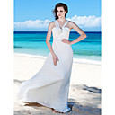 gaine / colonne v-cou-parole longueur robe de mariée en mousseline de soie