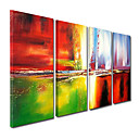 Hand-painted Abstract Oil Painting with Stretched Frame - Set of 4