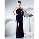 Sheath/Column One Shoulder Floor-length Jersey And Chiffon Evening Dress