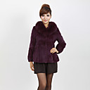 Long Sleeve Rabbit Fur Office/Casual Coat With Fox Fur Collar (More Colors)