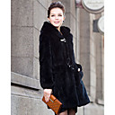 Long Sleeve Rex Rabbit Fur Evening Hooded Coat With Pockets (More Colors)