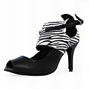 Customized Sparkling Zebra Print With Leatherette Latin/Ballroom Performance Shoes