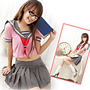 Innocent Girl Pink And Gray Polyester Sailor Suit (3 Pieces)