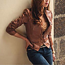 Collarless Long Sleeve Evening/ Career PU Jacket(More Colors)