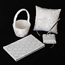 diamant rasterpatroon wit satijnen bruiloft collectie set (4 stuks in te stellen)