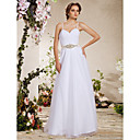 A-line Spaghetti Straps Floor-length Tulle Wedding Dress