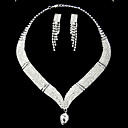 Silver Rhinestone Two Piece Elegent Peach-heart Shape Ladies'Wedding Jewelry Set(45 cm)
