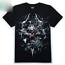 homens crânio impressão manga fluorescência curto t-shirt
