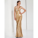 Trumpet/ Mermaid V-neck Floor-length Sequined Satin Evening Dress