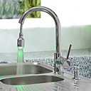 bronze puxar para baixo torneira da cozinha com mudança de cor de luz LED - Primavera