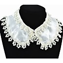 Women's Lace Edge Pearl Embellished Chiffon Collar
