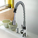 Contemporary Brass Pull Out Kitchen Faucet - Chrome Finish