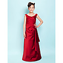 A-line Scoop Floor-length Satin Junior Bridesmaid Dress