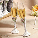 chique diamante-embedded subiu flautas projeto brinde de casamento