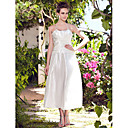 A-line Halter Tea-length Taffeta Wedding Dress