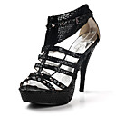Leather Stiletto Heel Sandals Party / Evening Shoes With Applique (More Colors)