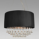 luz de techo de cristal con 5 luces en pantalla de tela negro