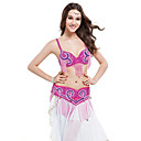 Performance Dancewear Beading Polyester Belly Dance Top And Belt For Ladies