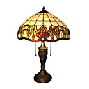 luzes da tabela tiffany com 2 luzes de abajur de vidro - acabamento niquelado