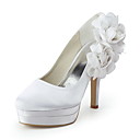 Satin Stiletto Heel Platform With Satin Flower Wedding Shoes (More Colors Available)