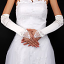 Satin / Lace Bridal Fingerless Elbow Length Gloves