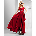 A-line Scoop Asymmetrical Floor-length Taffeta Evening Dress