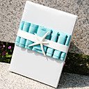 Beach Themed Blue Guest Book with Tri-folded Blank Pages