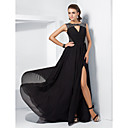 A-line Jewel Sweep/Brush Train Chiffon Evening Dress With Split Front inspired by Ziyi Zhang at the 84th Oscar