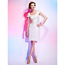 Sheath/ Column Square Knee-length Spandex Over Sequined Cocktail Dress