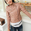 Long Sleeve Standing Collar Evening/ Office PU Jacket With Pockets/ Buttons (More Colors)