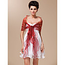 Rayon With Button and Pearls Special Occasion Shawl In Red