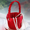  Flower Girl Basket In Red Sash With Rhinestone