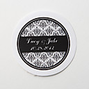 Personalized Round Favor Stickers – Black Floral Print (Set of 36)