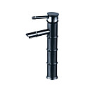 Contemporary Black Painting Finish Bathroom Sink Faucet(Tall) - Bamboo Shape Design