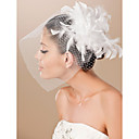 tules hermoso y fascinador de plumas de novia / casco
