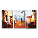 Hand-painted Landscape Oil Painting with Stretched Frame - Set of 3