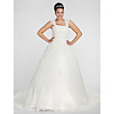 Ball Gown Square Chapel Train Organza Plus Size Wedding Dress