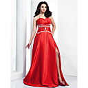 A-line Halter Floor-length Stretch Satin Evening Dress