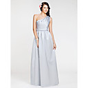 A-line One Shoulder Floor-length Satin Bridesmaid Dress