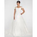 Ball Gown Off-the-shoulder Chapel Train Organza Plus Size Wedding Dress