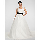 Ball Gown Scoop Chapel Train Organza Plus Size Wedding Dress