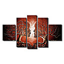 Hand-painted Abstract Oil Painting with Stretched Frame - Set of 5