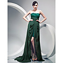 Sheath/ Column Strapless Lace Over Chiffon Sweep/ Brush Train Evening Dress