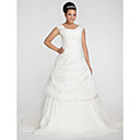 Ball Gown Scoop Chapel Train Taffeta Plus Size Wedding Dress