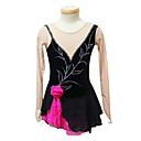 Black Chiffon V-Neck Long Sleeve Charming Ice Skating Dress